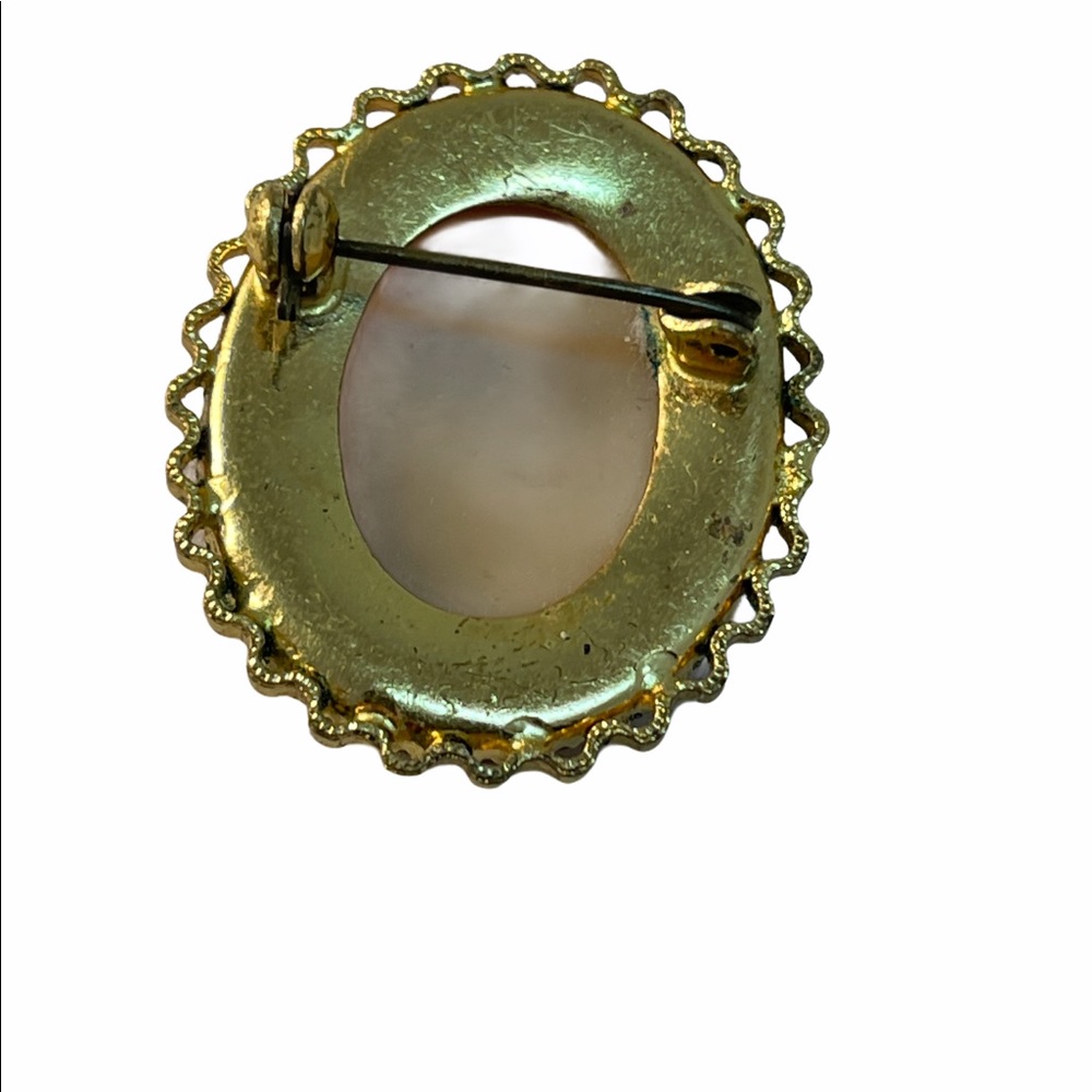 Antique oranate gold finish Celluloid cameo brooch - Picture 4 of 4
